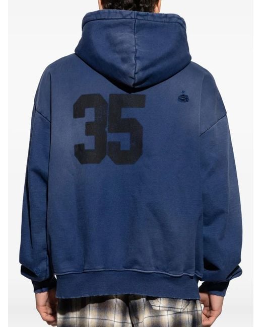 M I S B H V Blue Logo-Embroidered Hoodie for men