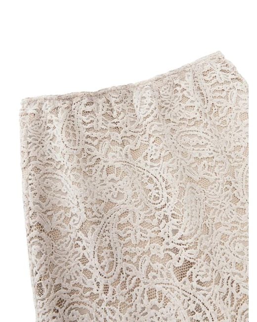 JNBY White Lace-Embroidered Midi Skirt
