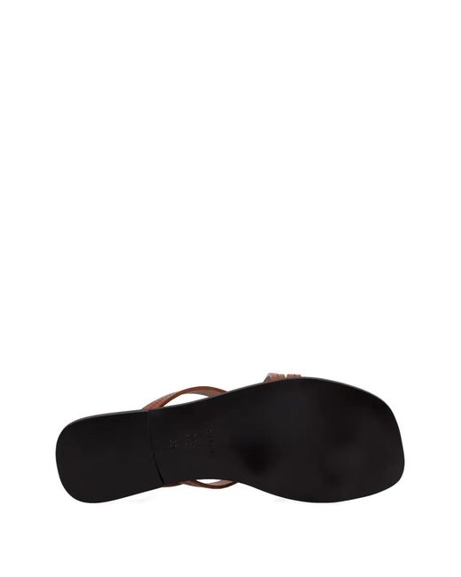 Pollini Brown Strappy Pebbled-Effect Slides