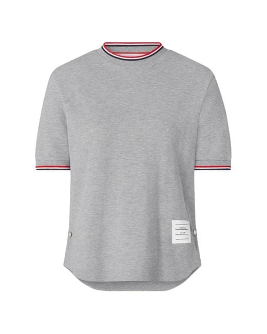 Thom Browne Gray Rwb Tipping Pique T-Shirt