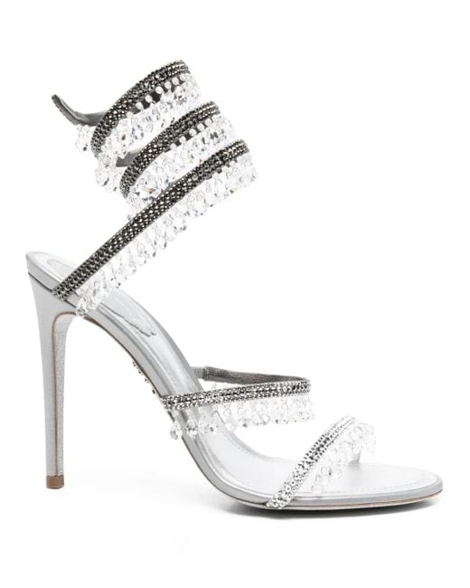 Rene Caovilla White 105Mm Crystal-Embellished Spiral Sandals