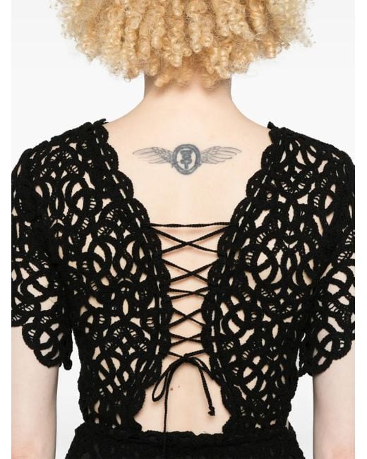 Vestido corto de ganchillo Maje de color Black