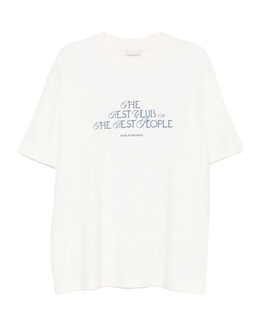 Drole de Monsieur White Text-Print T-Shirt for men
