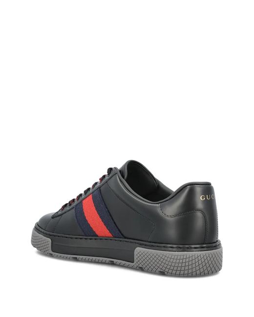 Gucci Black Ace Trainers With Web, Uk for men