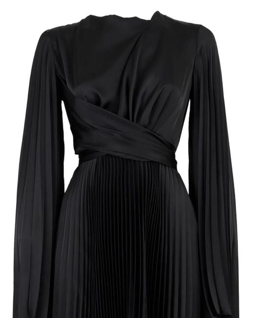 A.W.A.K.E. MODE Black Pleated Wrap Dress