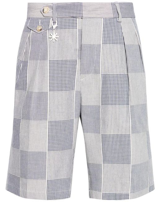 Manuel Ritz Gray Checked Cotton Bermuda Shorts for men