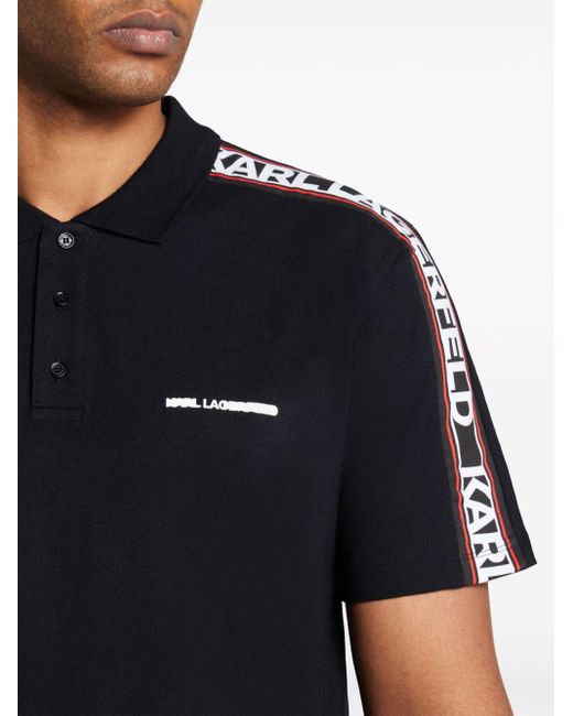 Karl Lagerfeld Poloshirt mit Logo-Streifen in Black für Herren