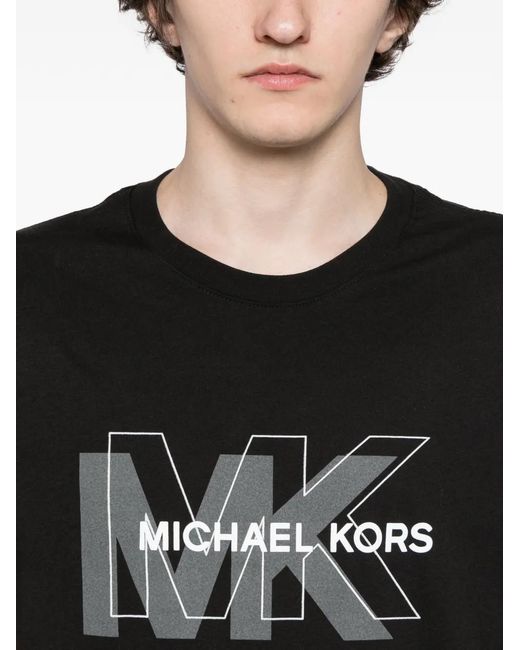 Michael Kors Black Logo-Embossed T-Shirt for men