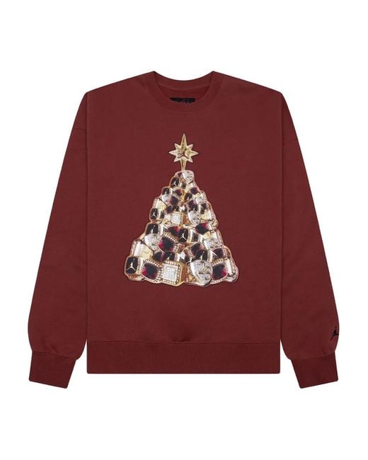 Nike Red Air Brooklyn Fleece Cotton Sweatshirt for men