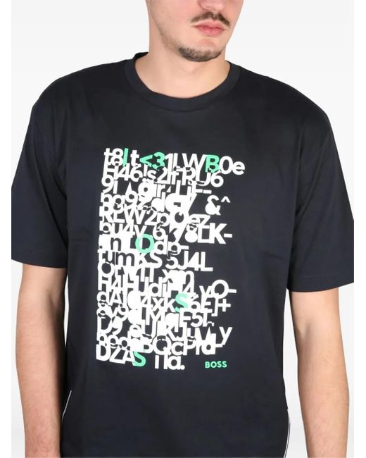 Boss T-Shirt Met Grafische Print in het Black voor heren