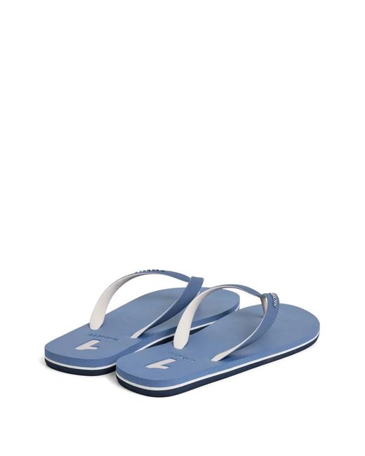 Hackett Blue Capri Numbers Logo-Print Flip-Flops for men