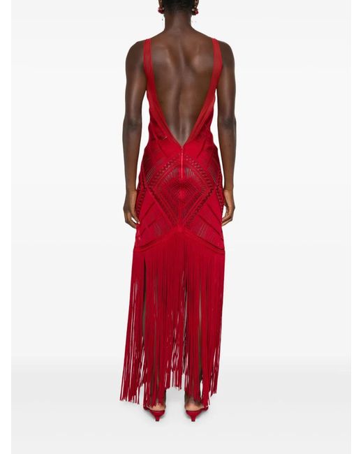 The Attico Embroidered Tulle Midi Dress