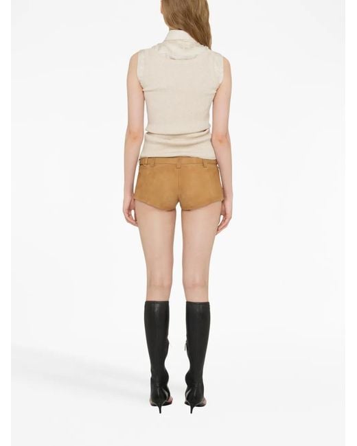 Miu Miu Natural Belted Suede Shorts