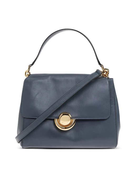 Furla Blue Petit Sac Cabas Domus À Détails Métalliques Ronds