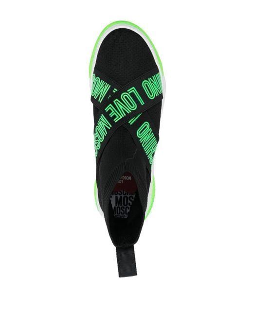 Zapatillas altas con correa con logo Love Moschino de color Green