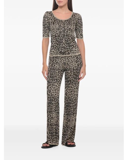 Marella Gray Leopard-Print T-Shirt
