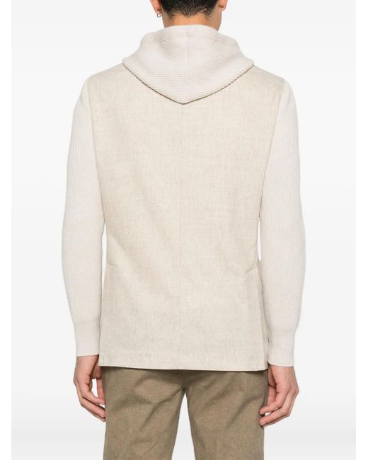 Gran Sasso White Hooded Panelled Blazer for men