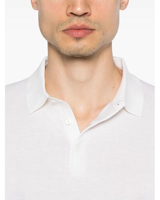 Polo En Maille Fine Kangra pour homme en coloris White