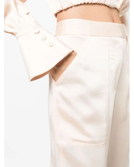 Jonathan Simkhai White Satin-Finish Cropped Trousers