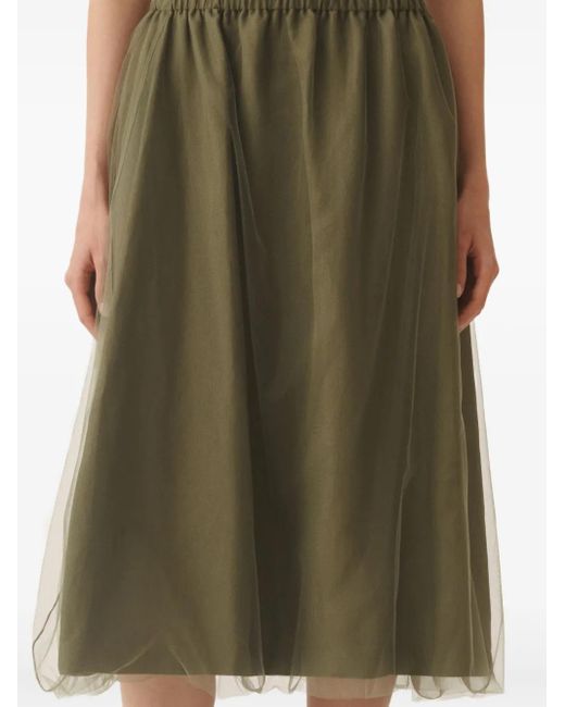 Fabiana Filippi Green Tulle-Overlay Midi Skirt