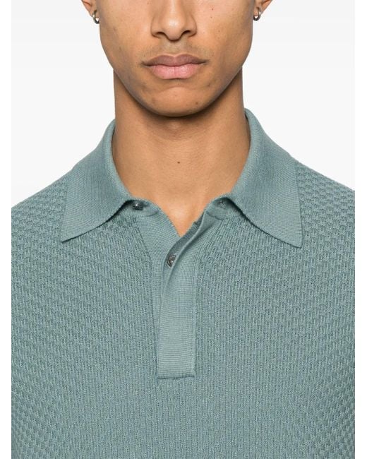 Canali Strukturiertes Poloshirt in Green für Herren
