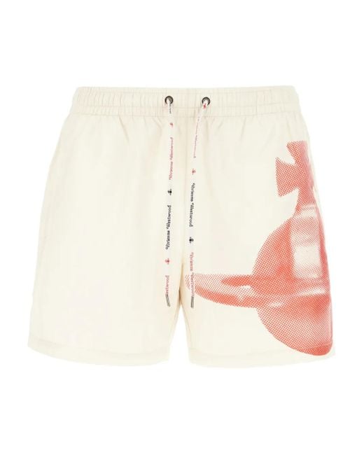 Vivienne Westwood Natural Orb-Print Drawstring Swim Shorts for men