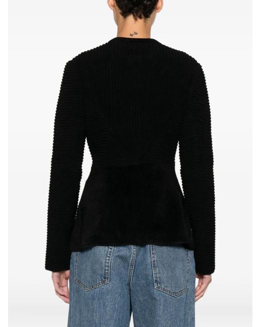 Emporio Armani Black Buttoned Crewneck Jacket