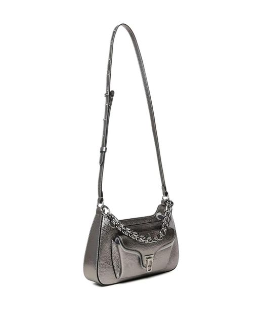 Coccinelle White Chain-Embellished Leather Cross Body Bag