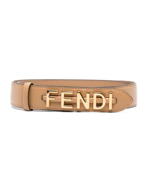 Fendi Natural Graphy Logo-plaque Leather Belt