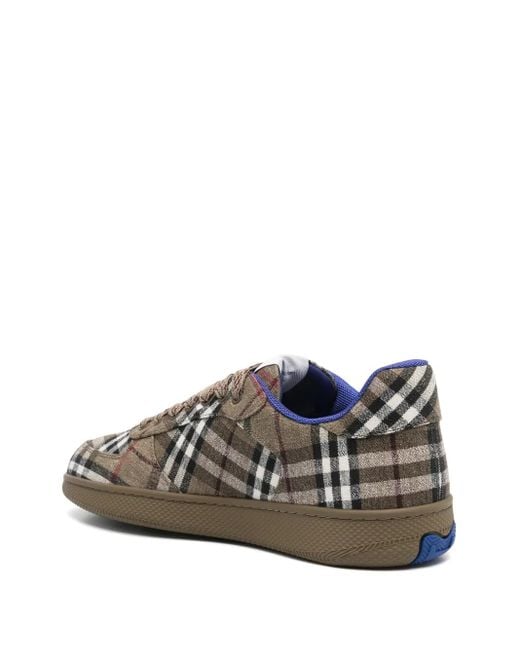 Burberry Gray Checked Sneakers for men