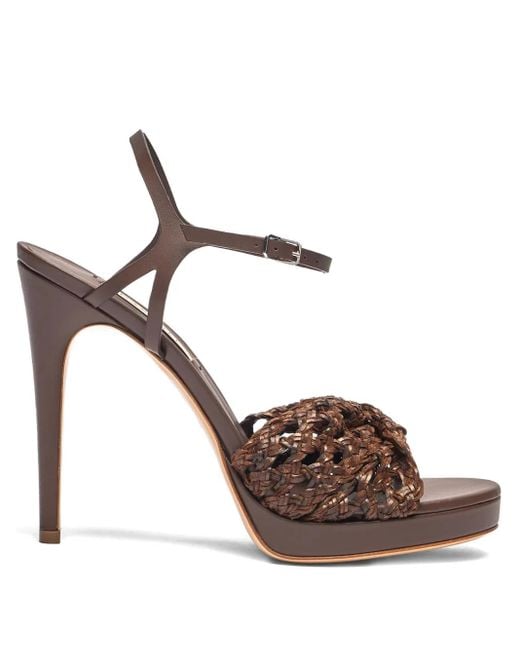 Casadei ウーブンヒール サンダル 100mm Brown
