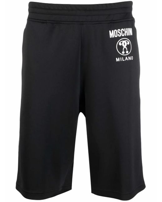 Moschino Blue Black Logo-tape Bermuda Shorts for men