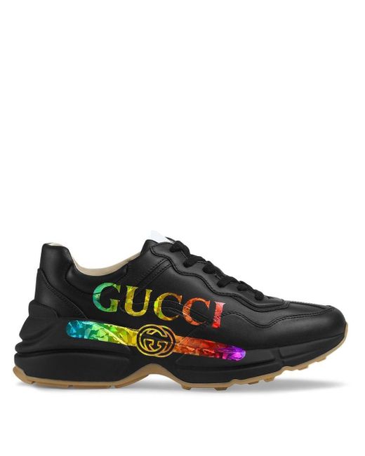 Gucci Rhyton Logo Sneakers in Black - Save 16% - Lyst