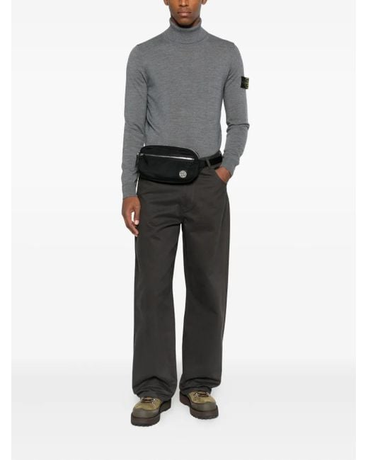 Stone Island Gray Roll-Neck Logo-Patch Sweater for men
