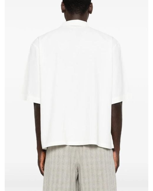 Homme Plissé Issey Miyake White Embroidery Short-Sleeve Shirt for men