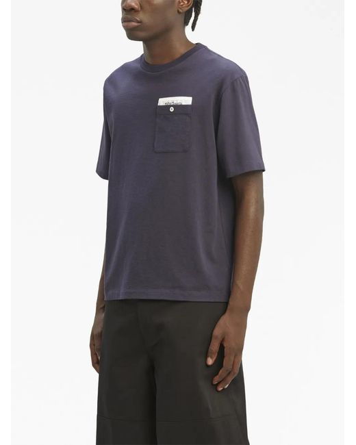 Palm Angels Blue Sartorial Tape Cotton T-Shirt for men