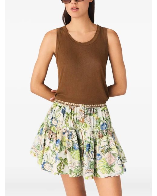 Maje Brown Ribbed-Knit Tank Top