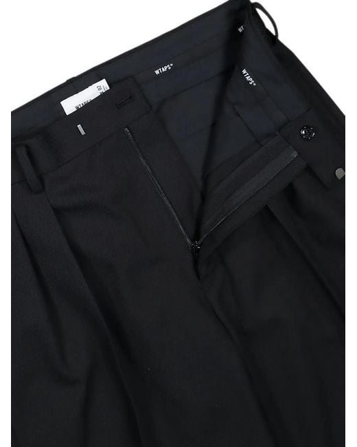 (w)taps White Trdt1801 Pleated Logo-Patch Tailored Trousers for men