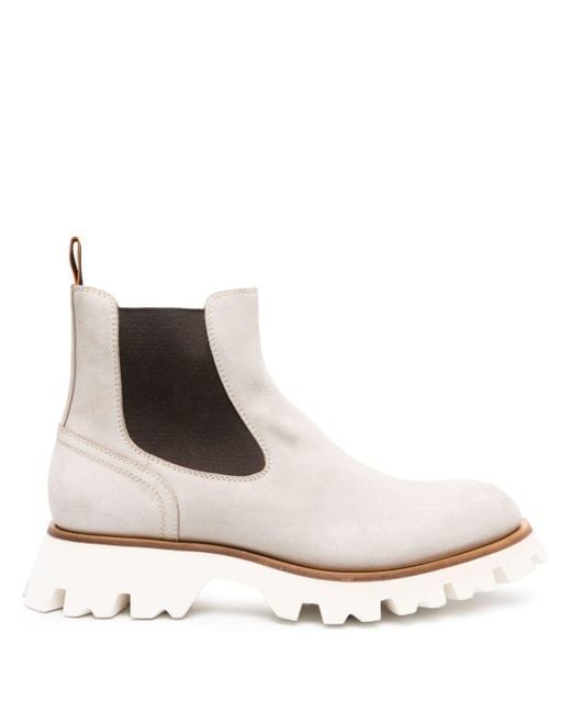 Santoni Natural Chunky Suede Chelsea Boots for men