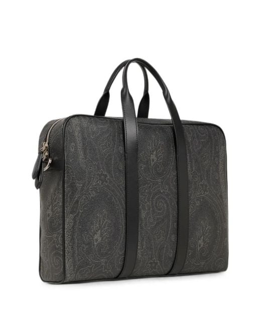Etro Black Arnica Document Bag for men