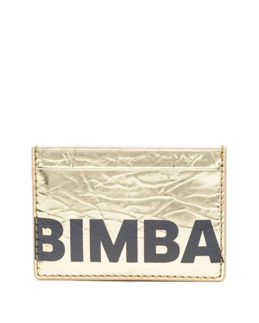 Logo-print leather card holder Bimba Y Lola de color Natural
