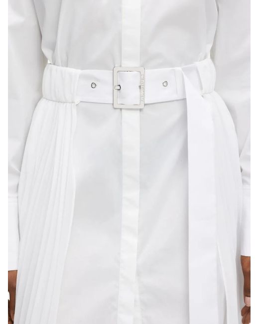Karl Lagerfeld Geplooide Blousejurk Met Ceintuur in het White