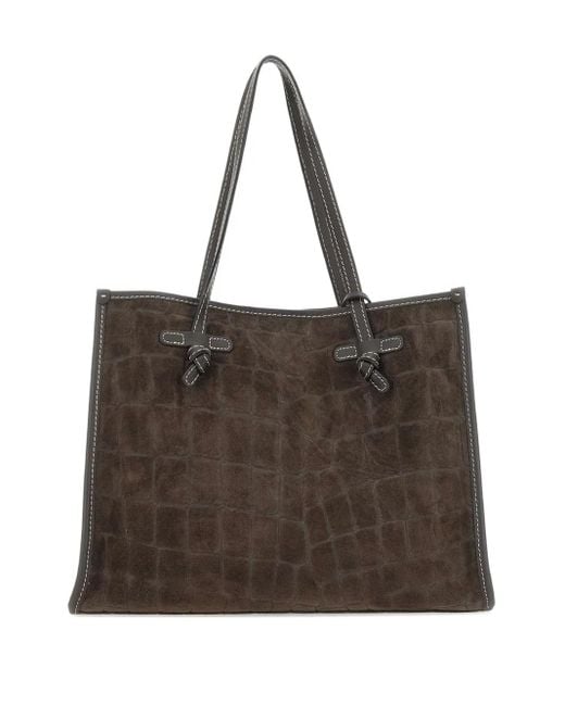MARCELLA CLUB Brown Crocodile-effect Tote Bag