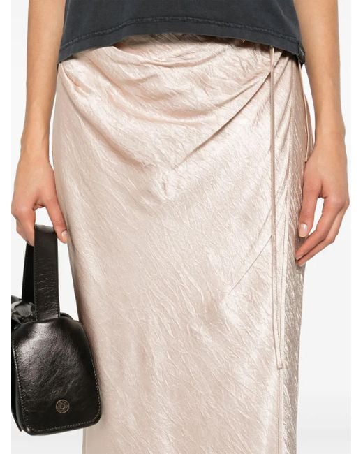 Acne Natural Satin Wrap Midi Skirt