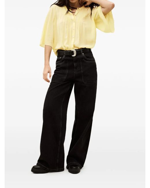 Ba&sh Yellow Barna Pleated Blouse