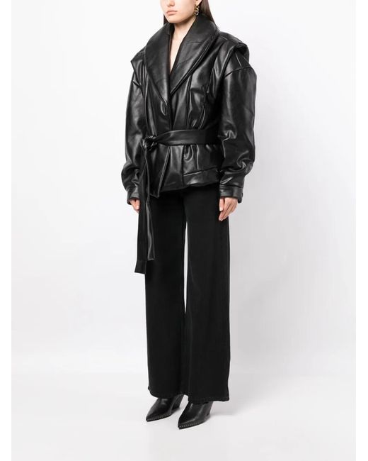 Anouki Black Faux-Leather Padded Jacket