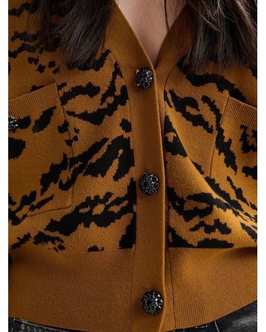Essentiel Antwerp Brown Icali Tiger-Pattern Cardigan
