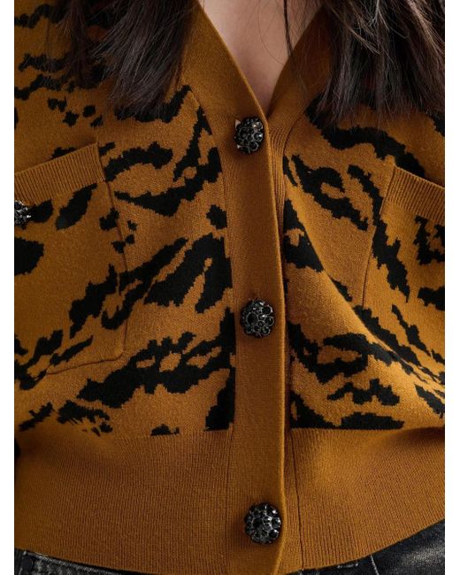 Essentiel Antwerp Brown Icali Cardigan mit Tigermuster
