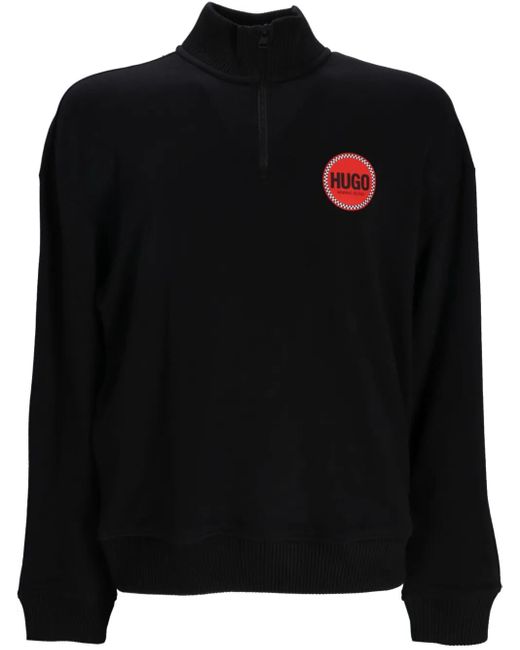 HUGO Black Logo-Print Sweatshirt for men