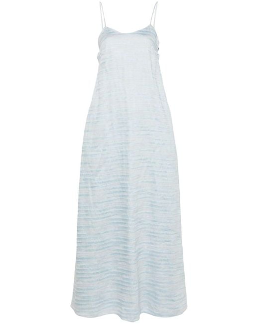 Emporio Armani White Linen Blend Jacquard Midi Dress